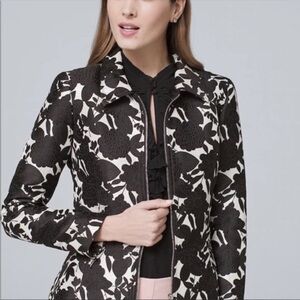 White House Black Market Black and White Floral Blazer